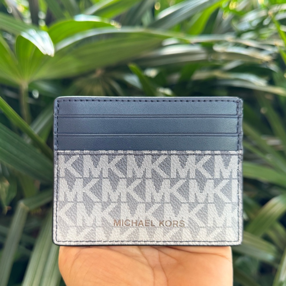 Michael Kors Jet Set Cooper Card Holder Wallet MK Navy Multi